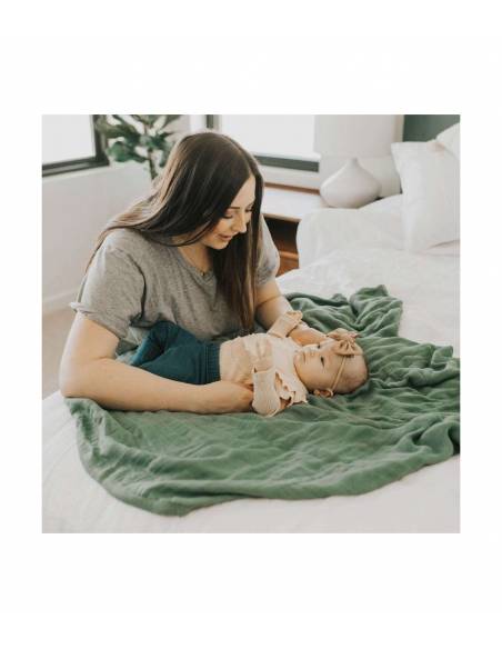 Manta Muselina Bambú - Sage