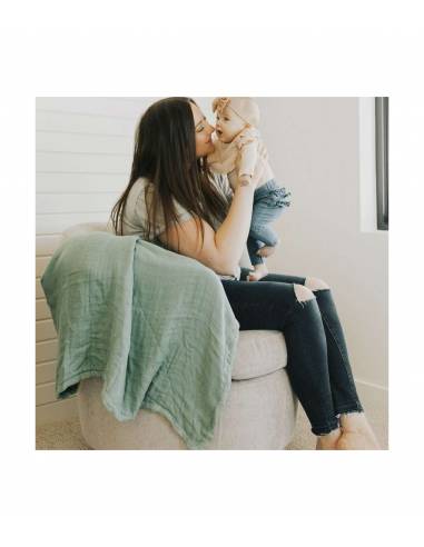 Manta Muselina Bambú - Sage