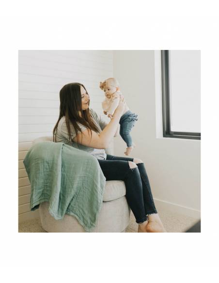 Manta Muselina Bambú - Sage