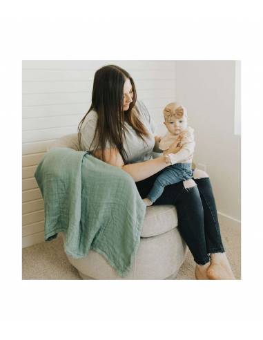 Manta Muselina Bambú - Sage