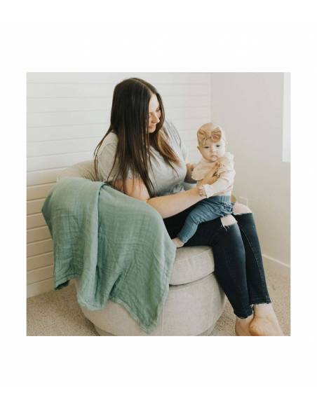 Manta Muselina Bambú - Sage