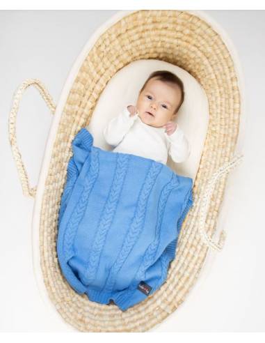 Manta punto algodón - azul