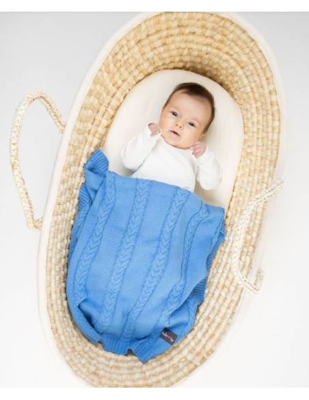 Manta punto algodón - azul