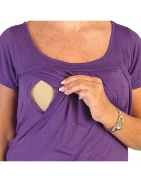 Camiseta manga corta premamá y lactancia - Azul  (talla 36-38)