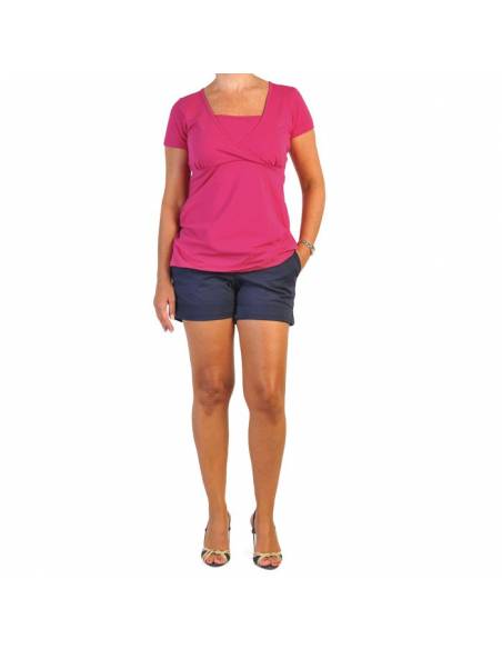 Camiseta manga corta premamá y lactancia - Fucsia  (talla 36-38)