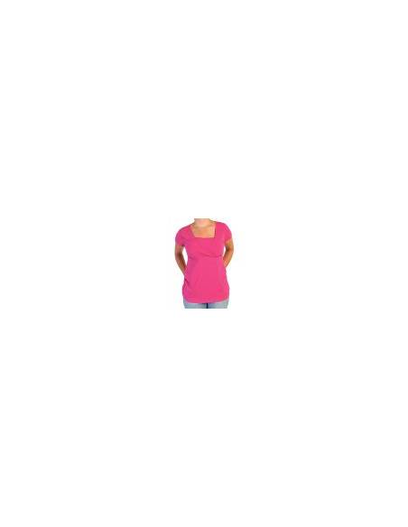 Camiseta manga corta premamá y lactancia - Fucsia  (talla 36-38)
