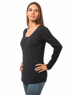 Camiseta botones Negro - XL