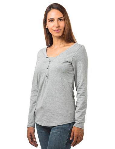 Camiseta botones Gris - XL