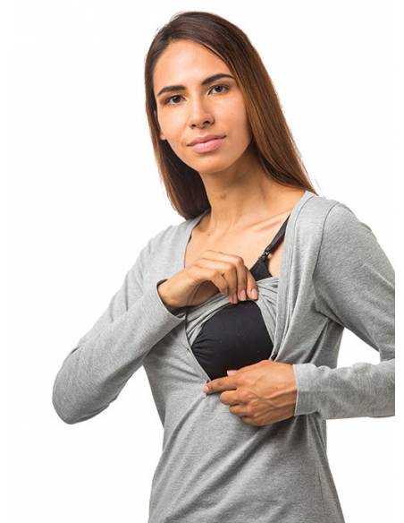 Camiseta botones Gris - XL