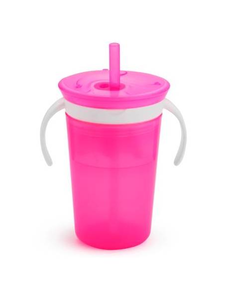 2 en 1: Taza antigoteo con pajita y dispensador merienda - rosa