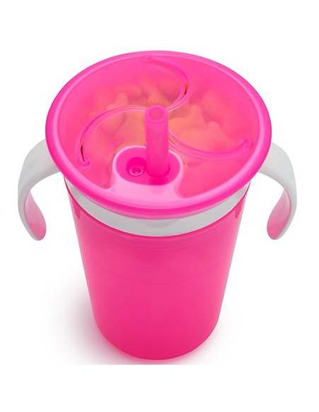 2 en 1: Taza antigoteo con pajita y dispensador merienda - rosa