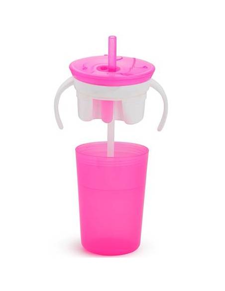 2 en 1: Taza antigoteo con pajita y dispensador merienda - rosa