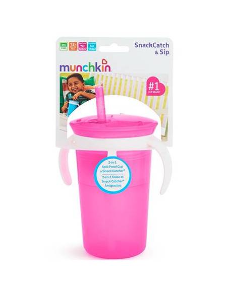 2 en 1: Taza antigoteo con pajita y dispensador merienda - rosa