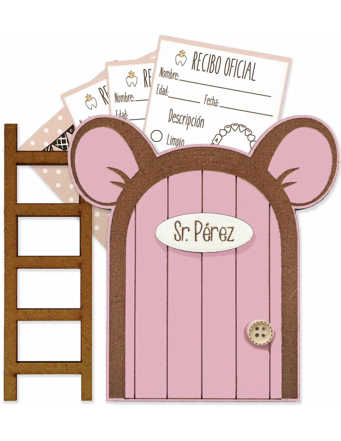 Puerta Ratoncito Pérez que se abren rosa • Lápices de colores