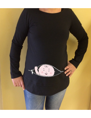 Camiseta embarazada "Bebé cremallera"